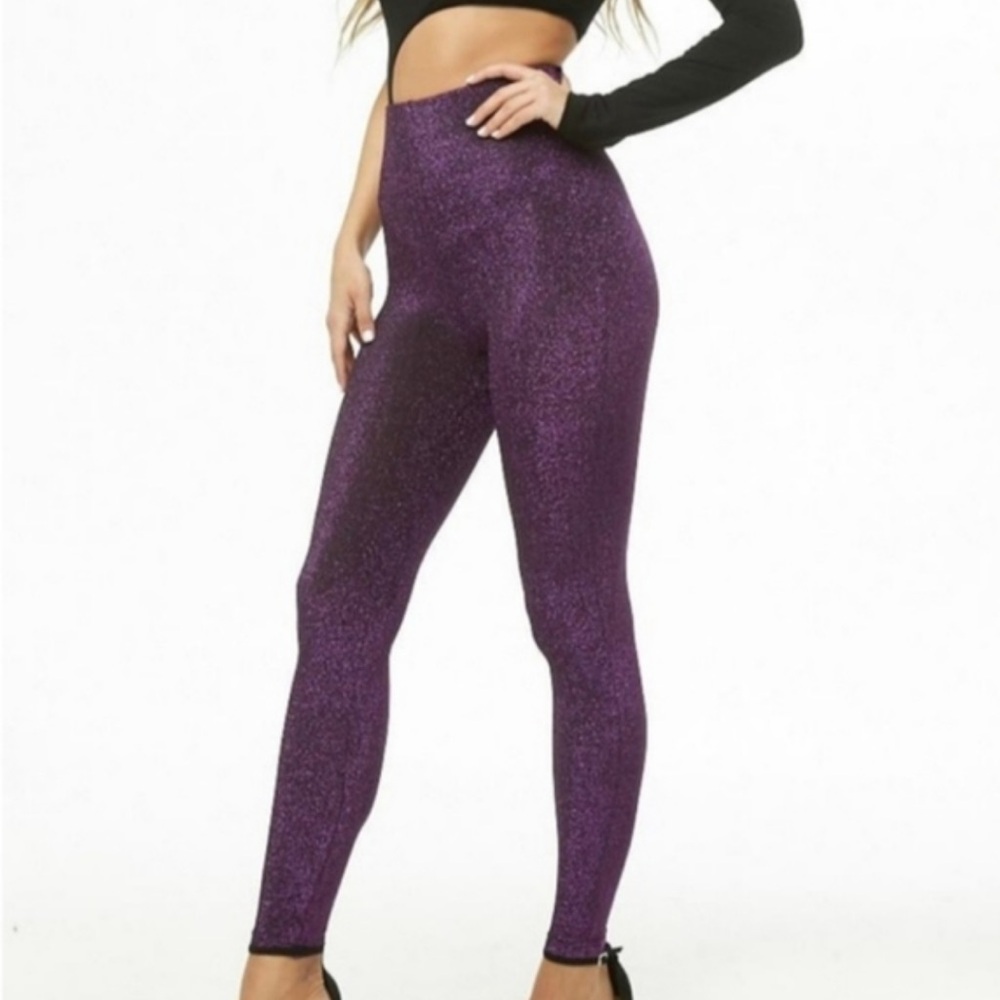 Forever 21 NWOT Sparkly Purple Seamless Leggings